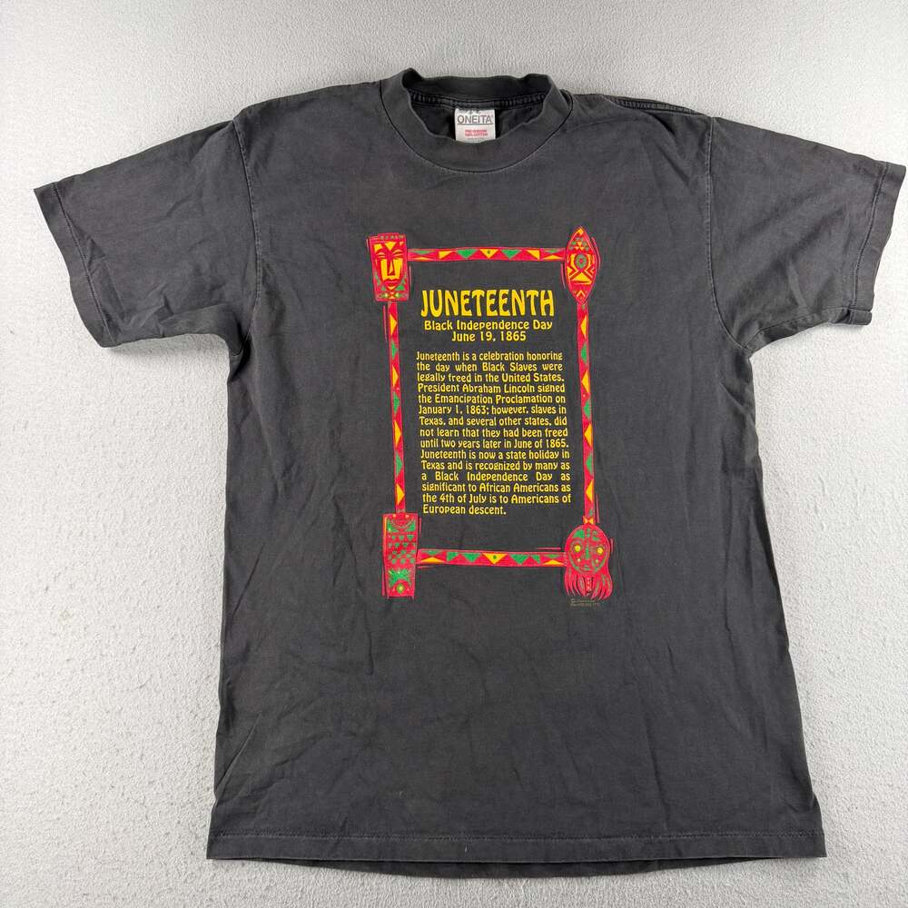 Vintage Juneteenth Black Independence Day T Shirt Oneita USA Made 90s Graphic